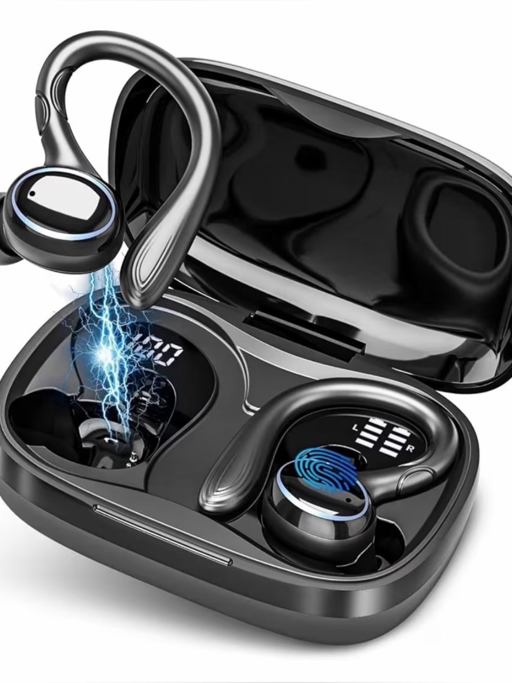 Wireless Sports Earbuds with Charging Case - Black